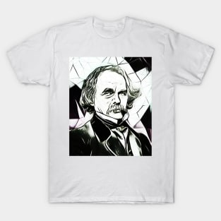 Nathaniel Hawthorne Black and White Portrait | Nathaniel Hawthorne Artwork 4 T-Shirt